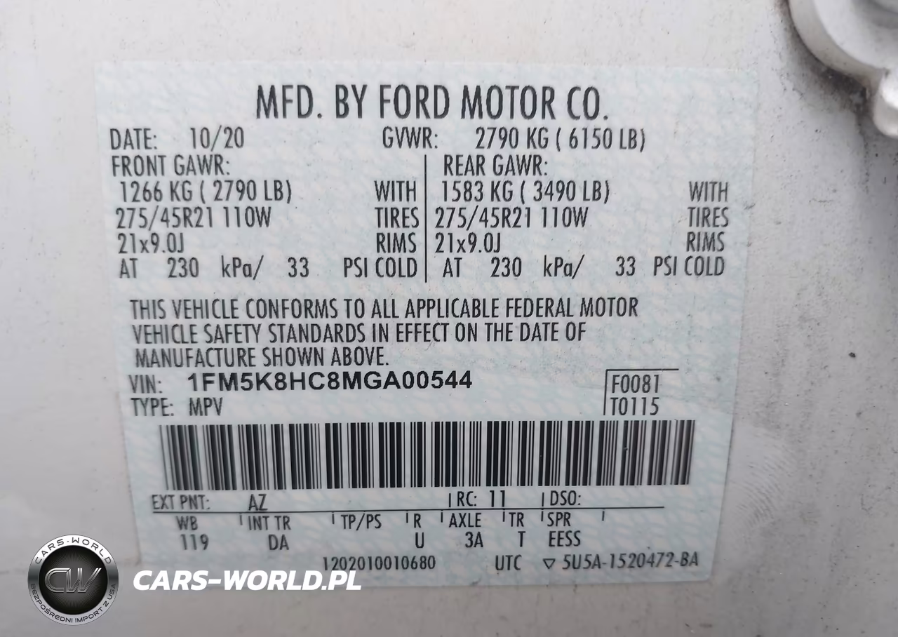 2021 Ford Explorer Platinum VIN:1FM5K8HC8MGA00544 - 9