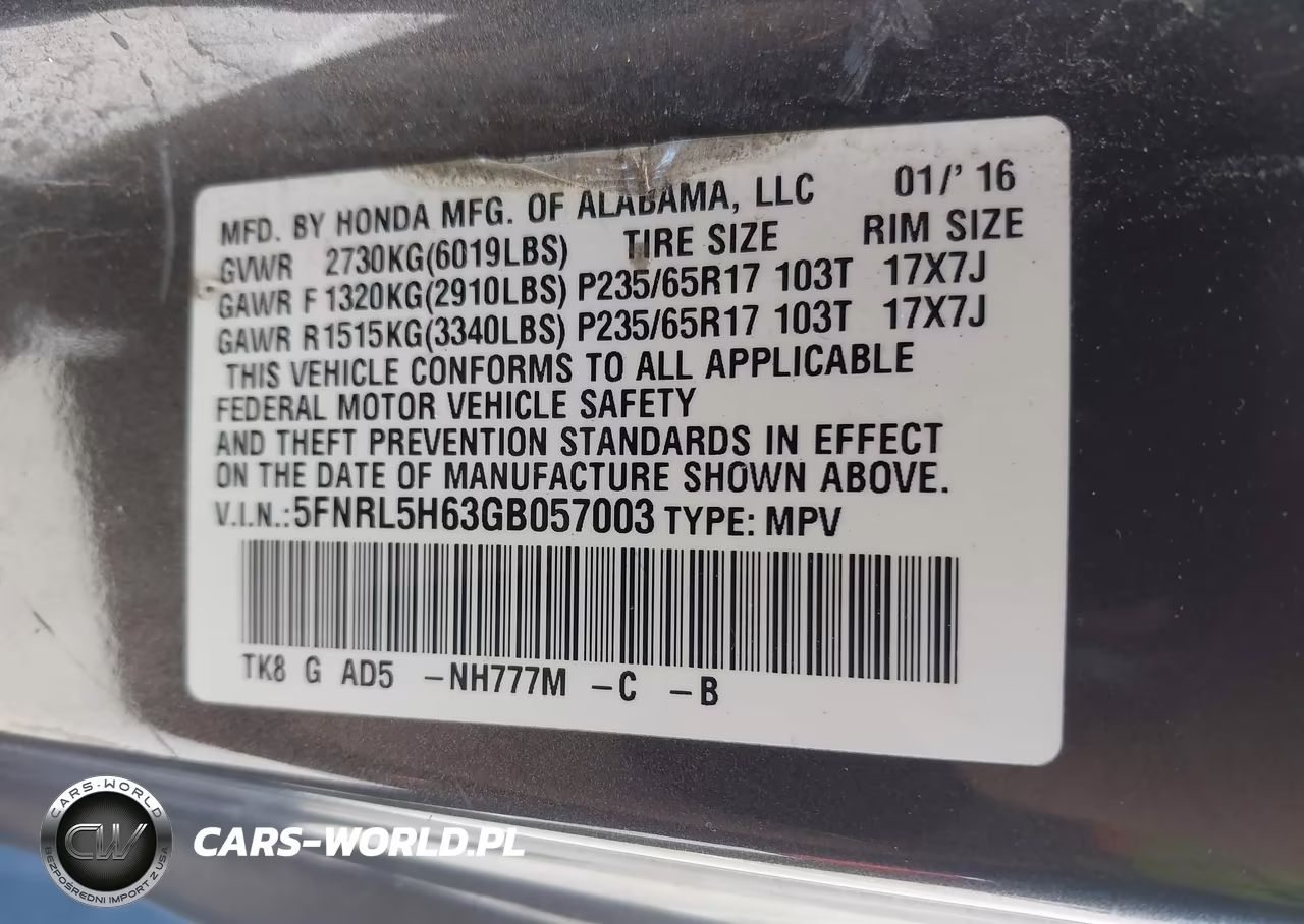 2016 Honda Odyssey Ex-L VIN:5FNRL5H63GB057003 - 9