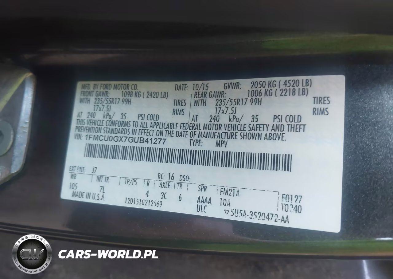 2016 Ford Escape Se VIN:1FMCU0GX7GUB41277 - 9