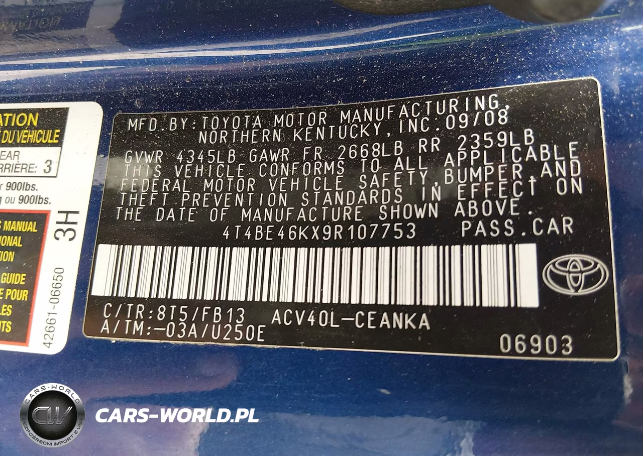 2009 Toyota Camry VIN:4T4BE46KX9R107753 - 9