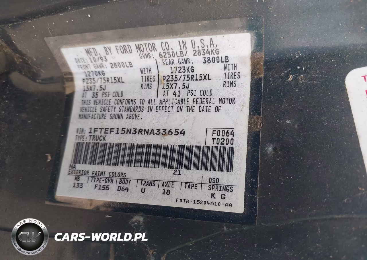 1994 Ford F150 VIN:1FTEF15N3RNA33654 - 9