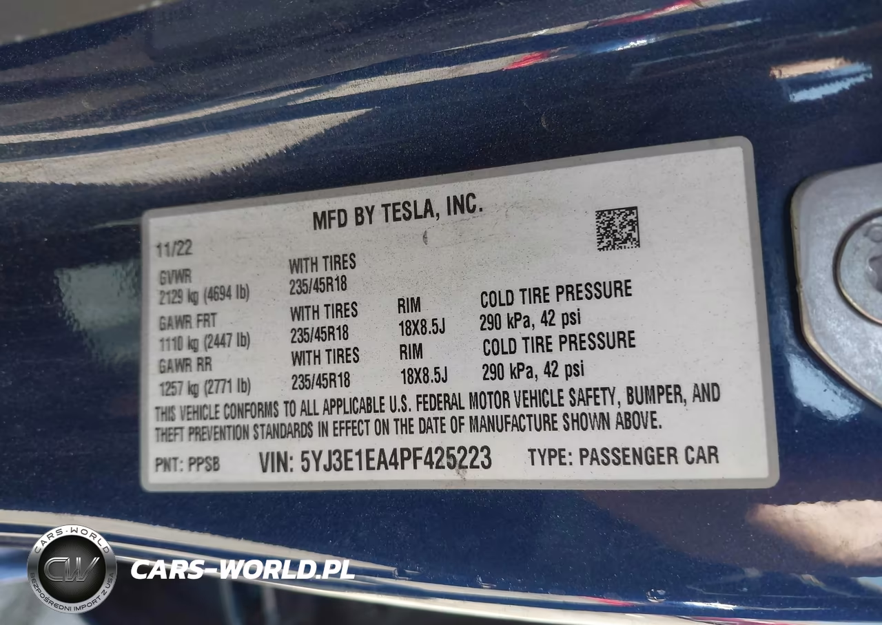 2023 Tesla Model 3 Rear-Wheel Drive VIN:5YJ3E1EA4PF425223 - 9