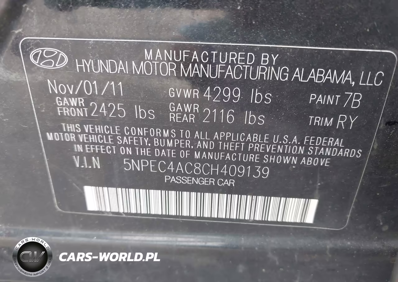2012 Hyundai Sonata Limited VIN:5NPEC4AC8CH409139 - 9