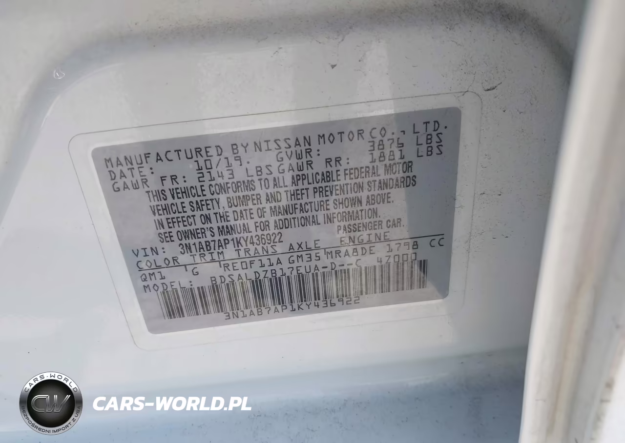 2019 Nissan Sentra Sv VIN:3N1AB7AP1KY436922 - 9