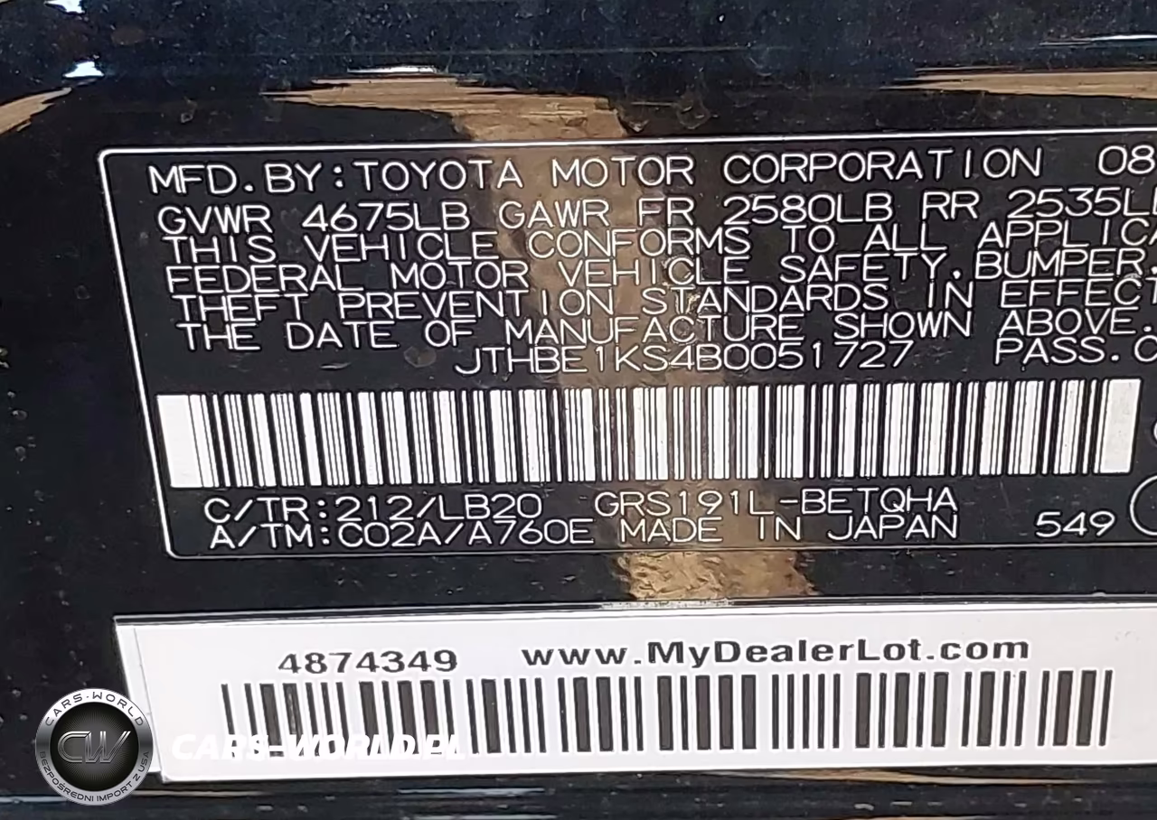 2011 Lexus Gs 350 VIN:JTHBE1KS4B0051727 - 9