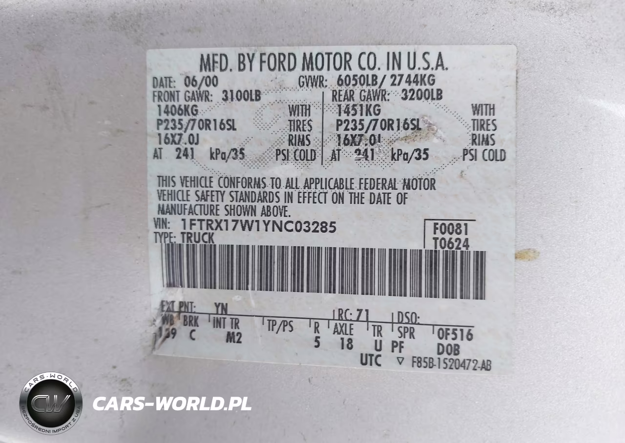 2000 Ford F-150 Lariat-Work Series-Xl-Xlt VIN:1FTRX17W1YNC03285 - 9