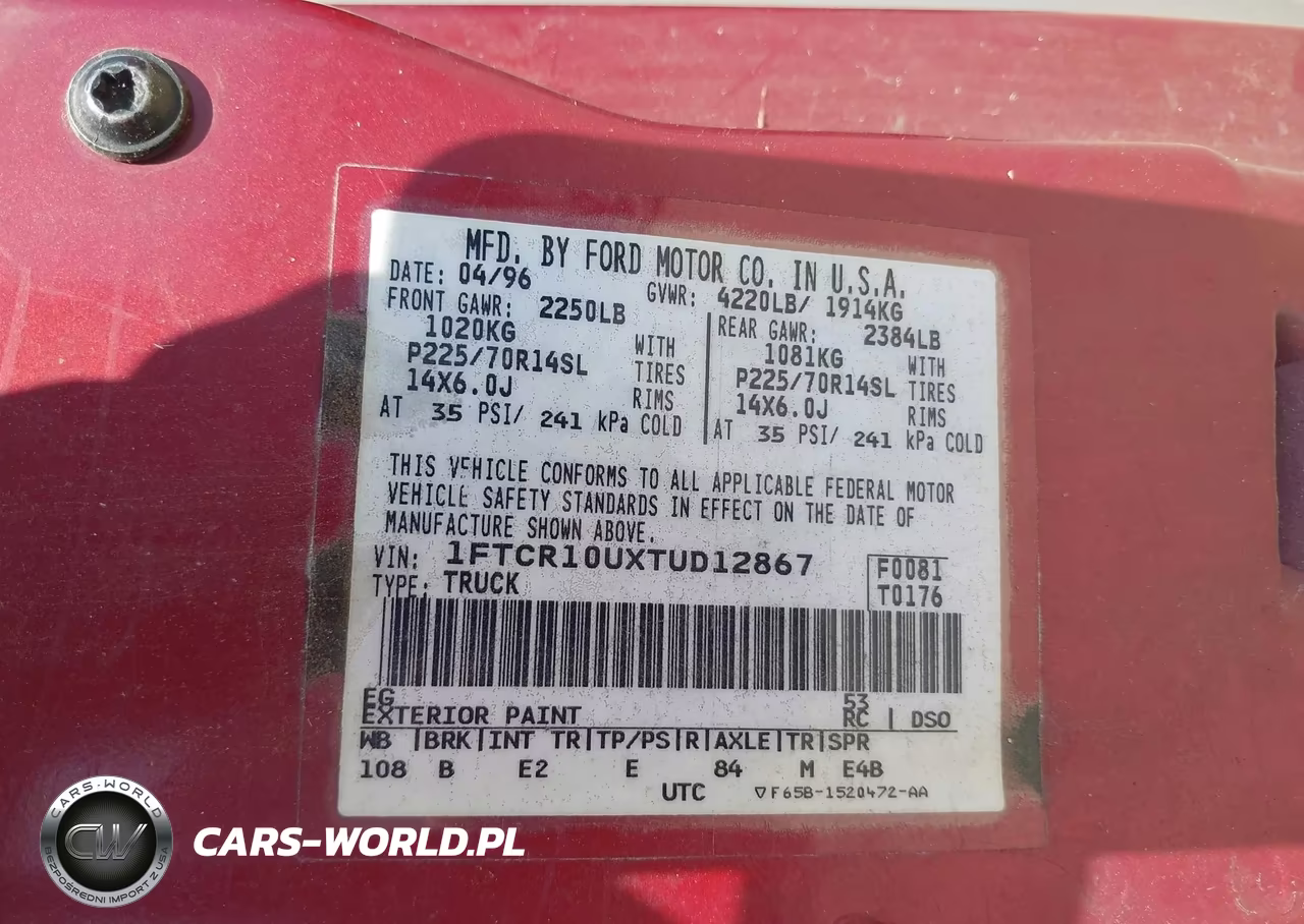 1996 Ford Ranger VIN:1FTCR10UXTUD12867 - 8