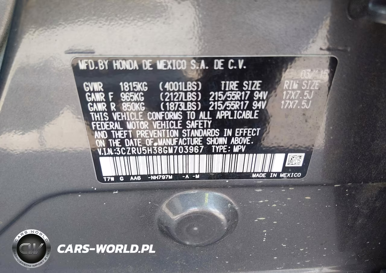2016 Honda Hr-V Lx VIN:3CZRU5H38GM703967 - 9