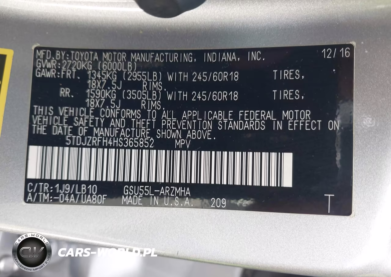 2017 Toyota Highlander Xle VIN:5TDJZRFH4HS365852 - 9