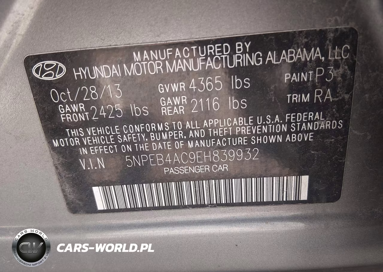 2014 Hyundai Sonata Gls VIN:5NPEB4AC9EH839932 - 9