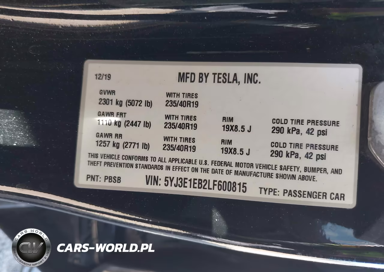 2020 Tesla Model 3 VIN:5YJ3E1EB2LF600815 - 9