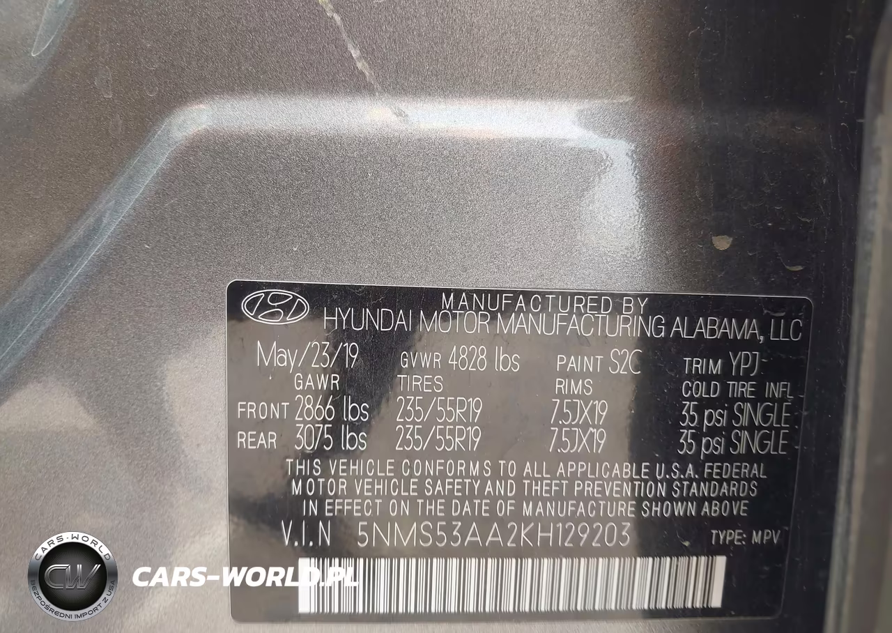2019 Hyundai Santa Fe Ultimate 2.0T VIN:5NMS53AA2KH129203 - 9