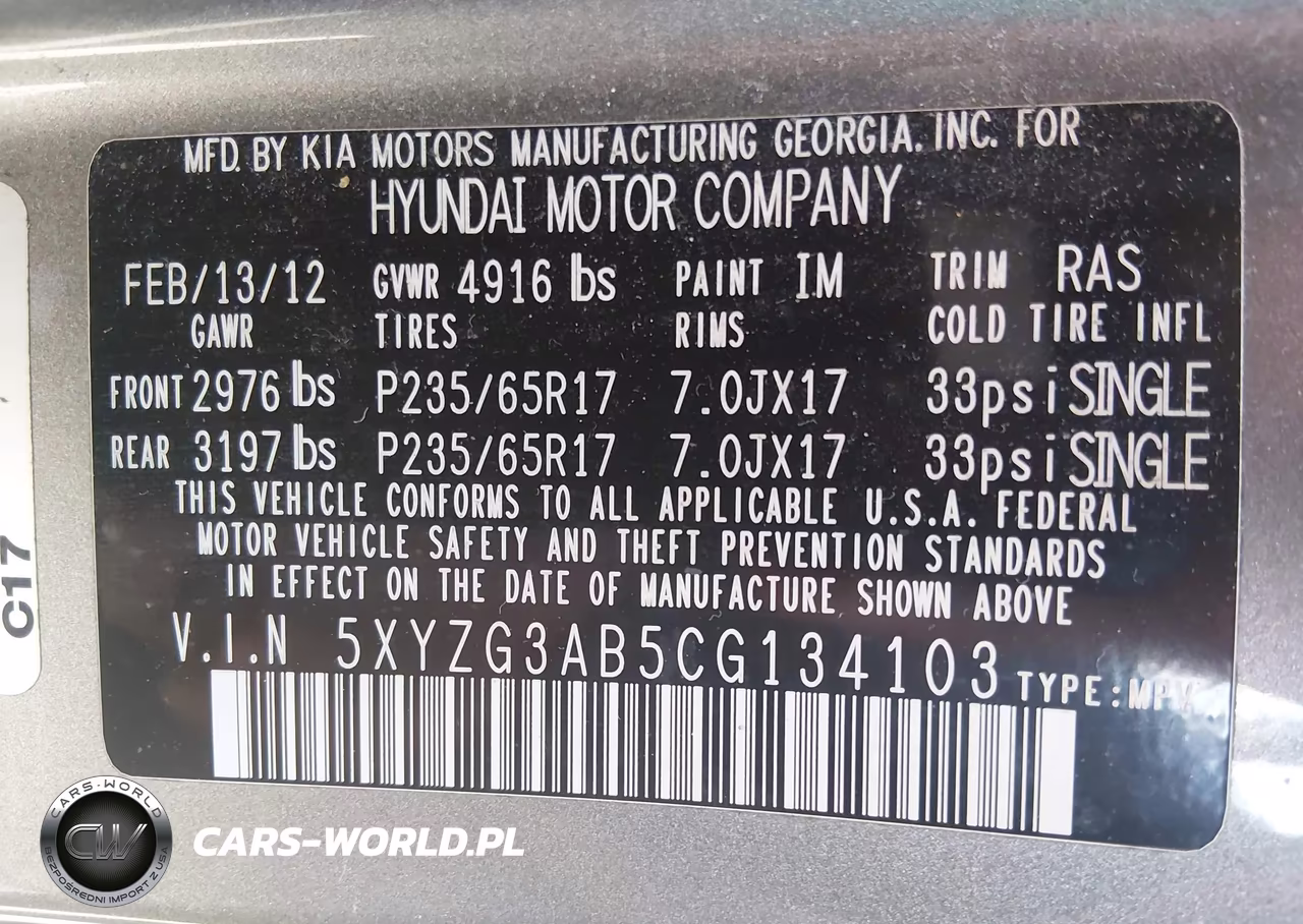 2012 Hyundai Santa Fe Gls VIN:5XYZG3AB5CG134103 - 8