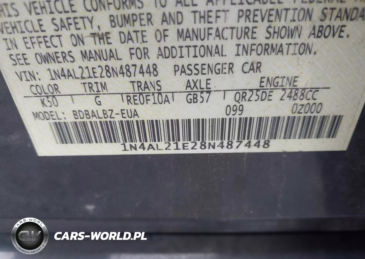 2008 Nissan Altima 2.5 S VIN:1N4AL21E28N487448 - 9