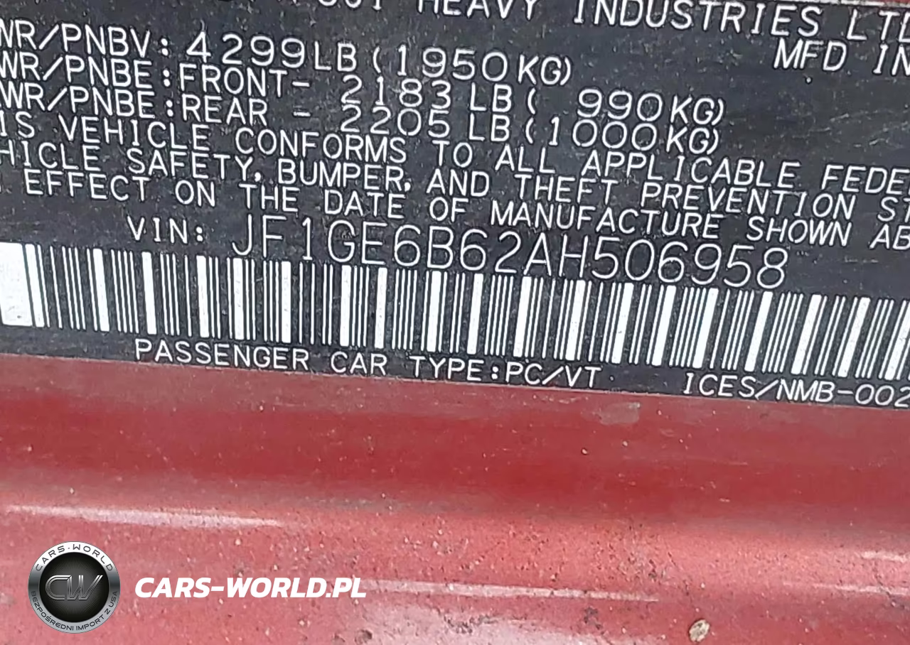 2010 Subaru Impreza 2.5I Premium VIN:JF1GE6B62AH506958 - 9
