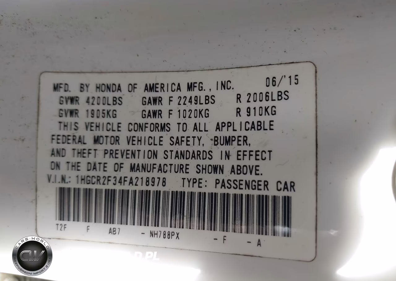 2015 Honda Accord Lx VIN:1HGCR2F34FA218978 - 9