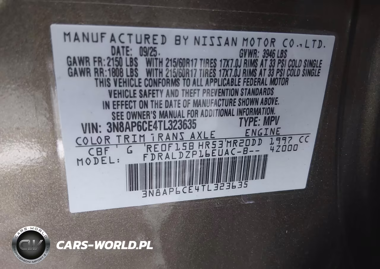 2026 Nissan Kicks Sv VIN:3N8AP6CE4TL323635 - 9