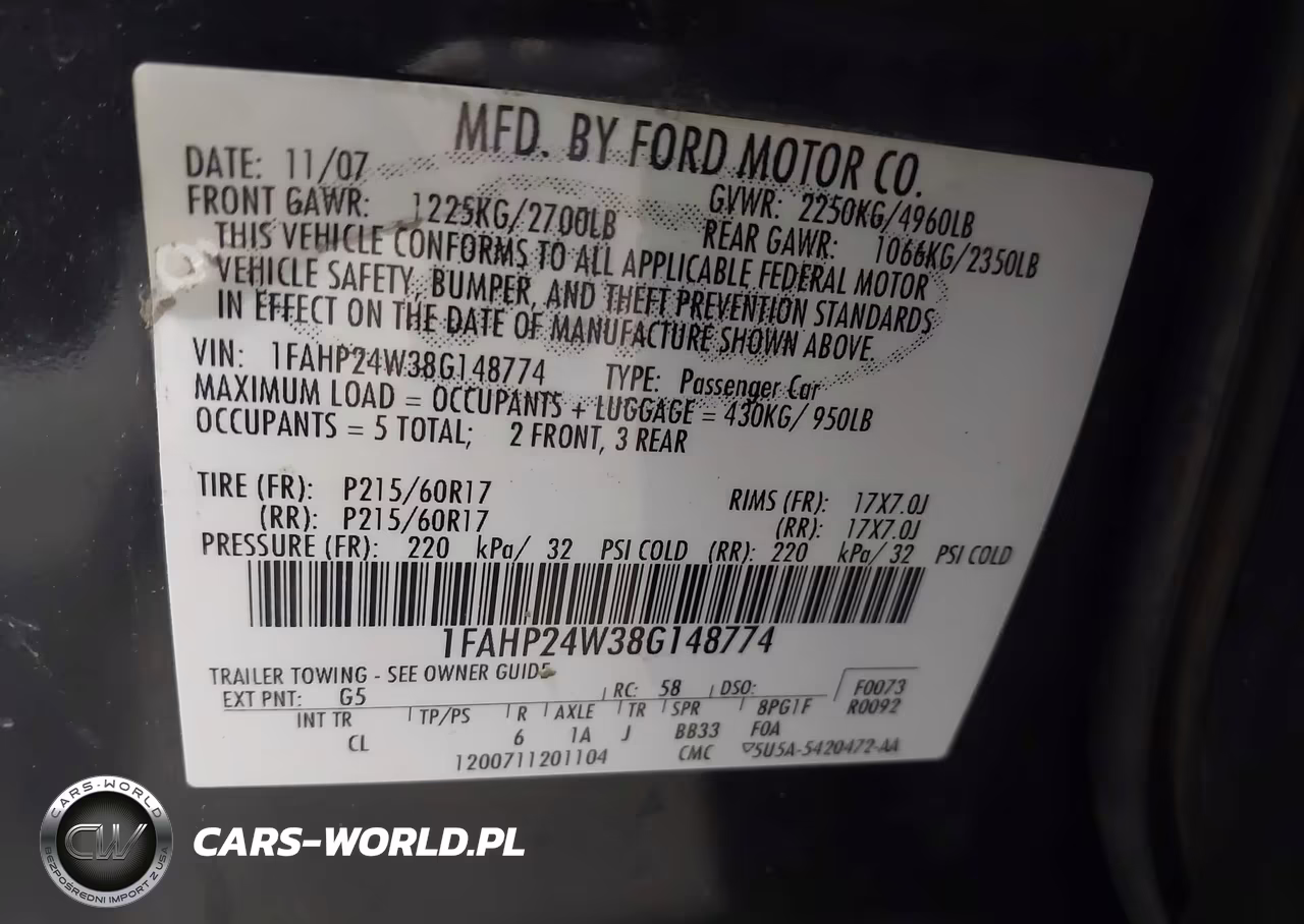 2008 Ford Taurus Sel VIN:1FAHP24W38G148774 - 9