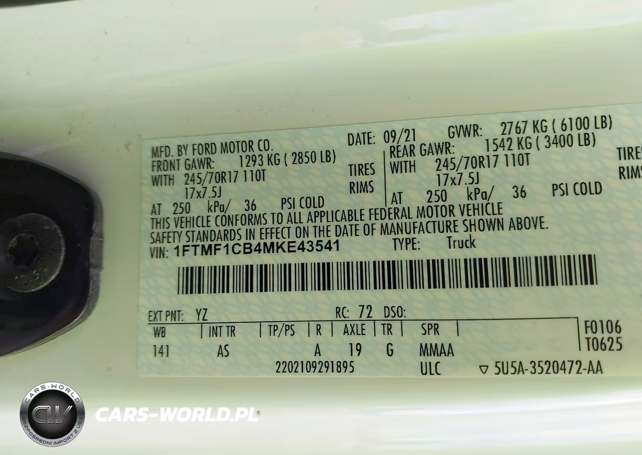 2021 Ford F-150 Xl VIN:1FTMF1CB4MKE43541 - 9
