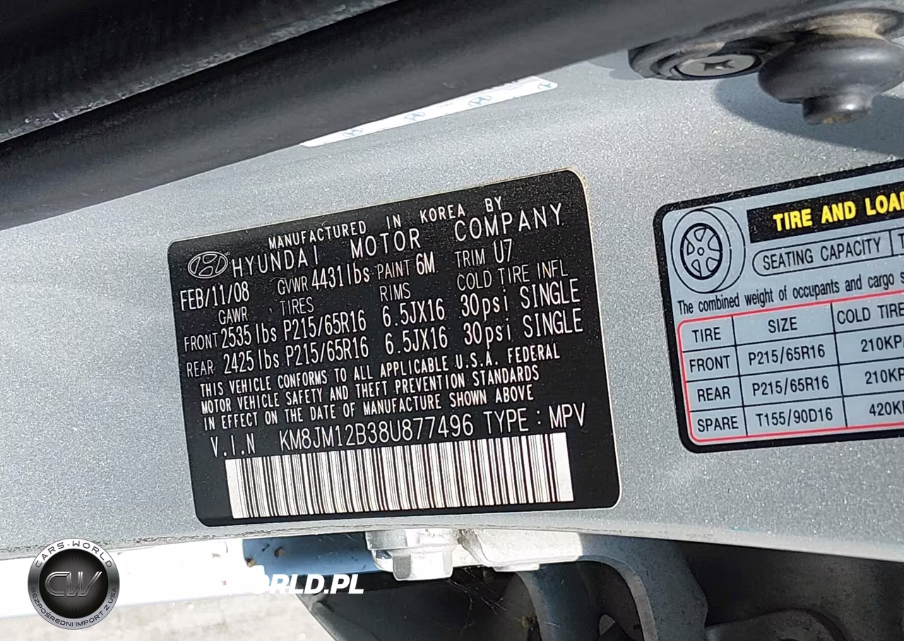 2008 Hyundai Tucson Gls VIN:KM8JM12B38U877496 - 9