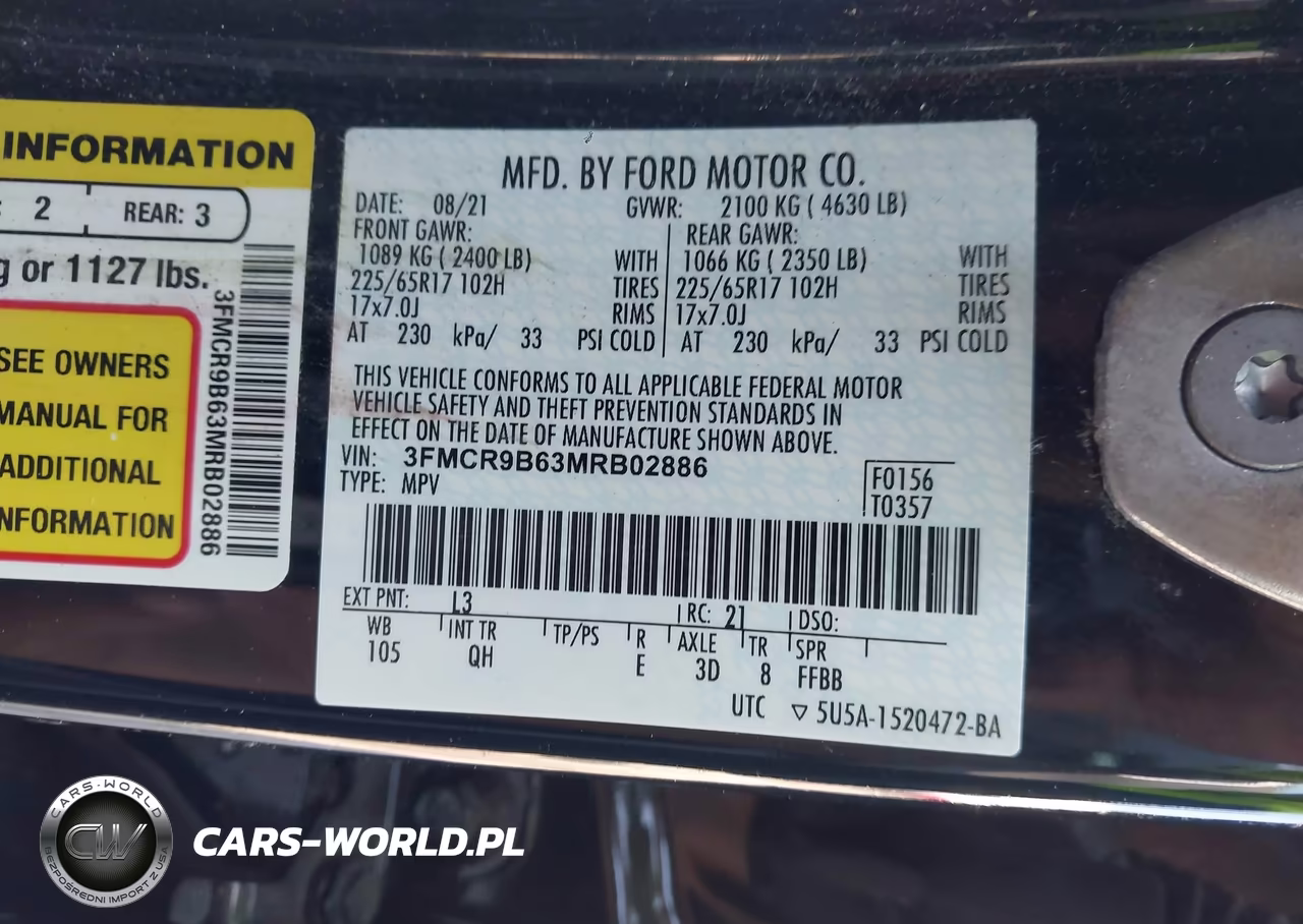 2021 Ford Bronco Sport Big Bend VIN:3FMCR9B63MRB02886 - 9