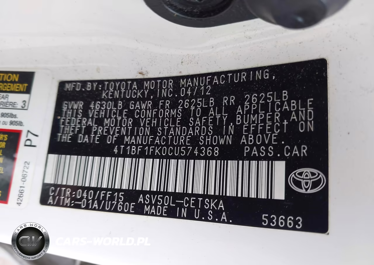 2012 Toyota Camry Se VIN:4T1BF1FK0CU574368 - 9