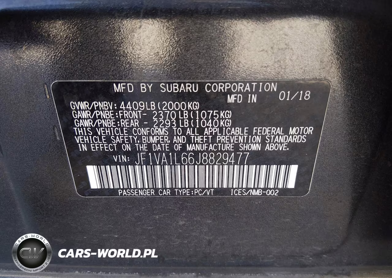 2018 Subaru Wrx Limited VIN:JF1VA1L66J8829477 - 9