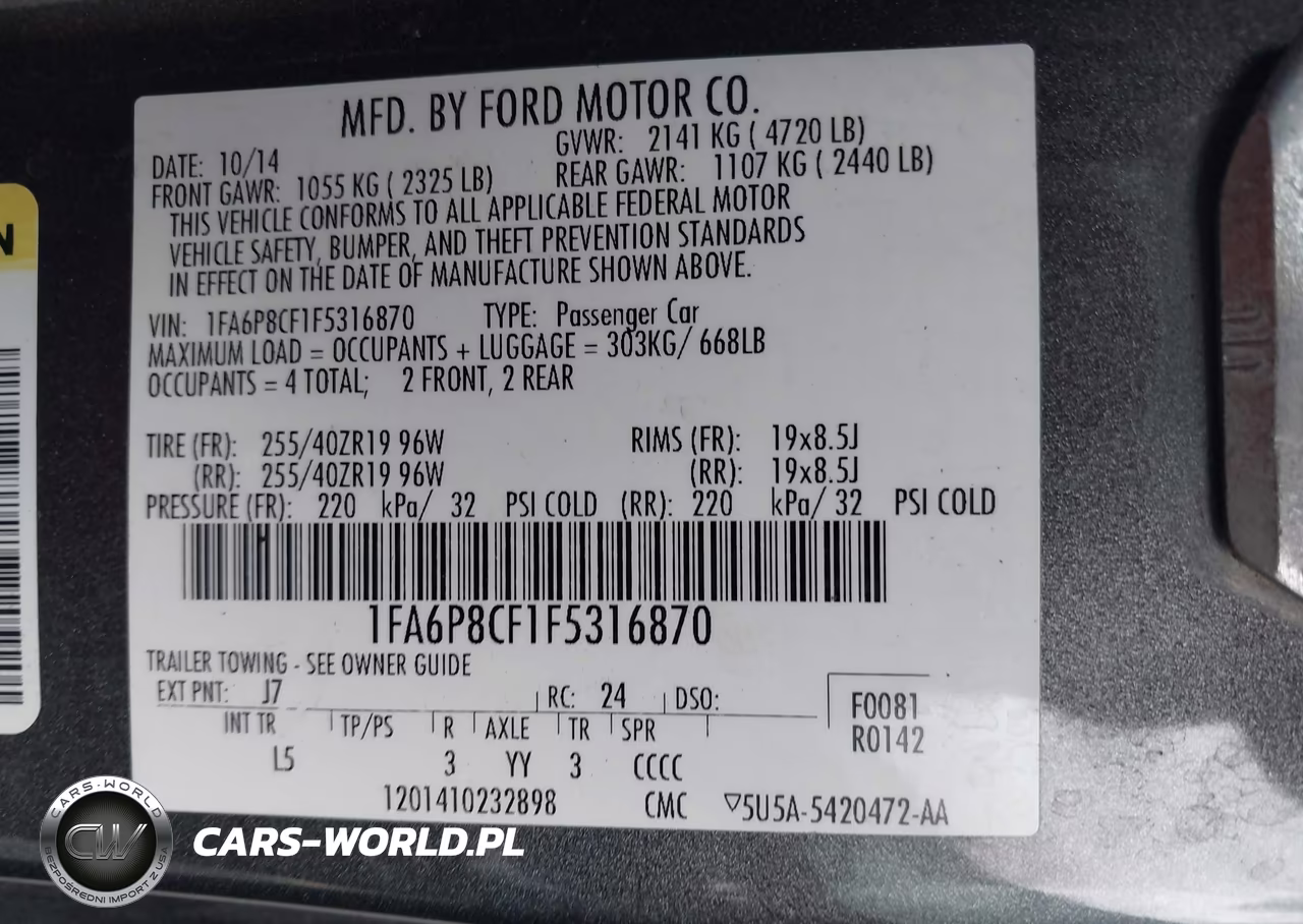 2015 Ford Mustang Gt Premium VIN:1FA6P8CF1F5316870 - 9