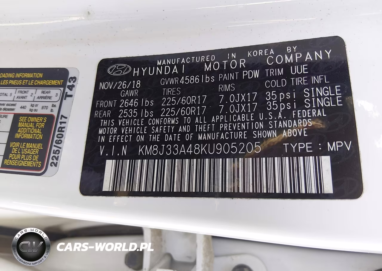 2019 Hyundai Tucson Value VIN:KM8J33A48KU905205 - 9