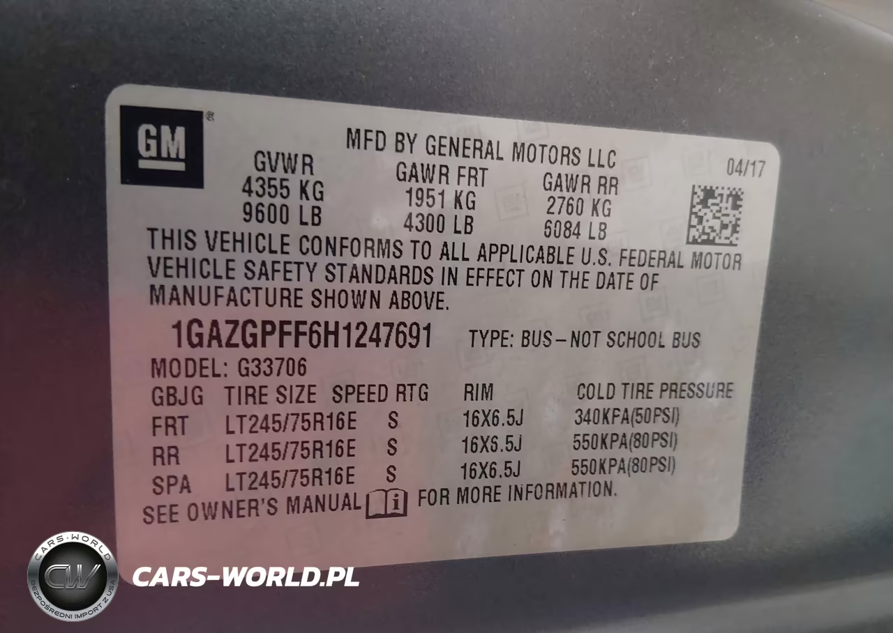 2017 Chevrolet Express 3500 Lt VIN:1GAZGPFF6H1247691 - 9