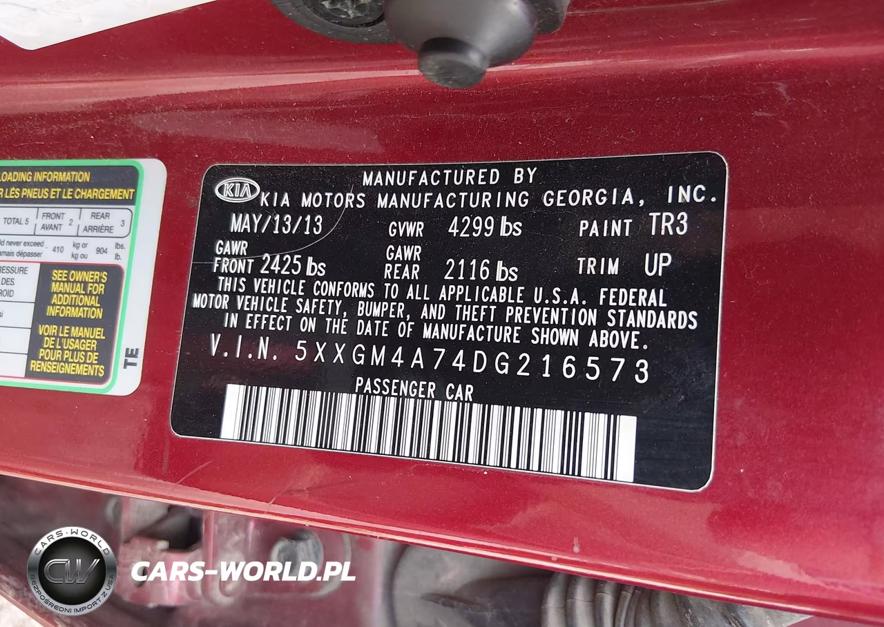 2013 Kia Optima Lx VIN:5XXGM4A74DG216573 - 9