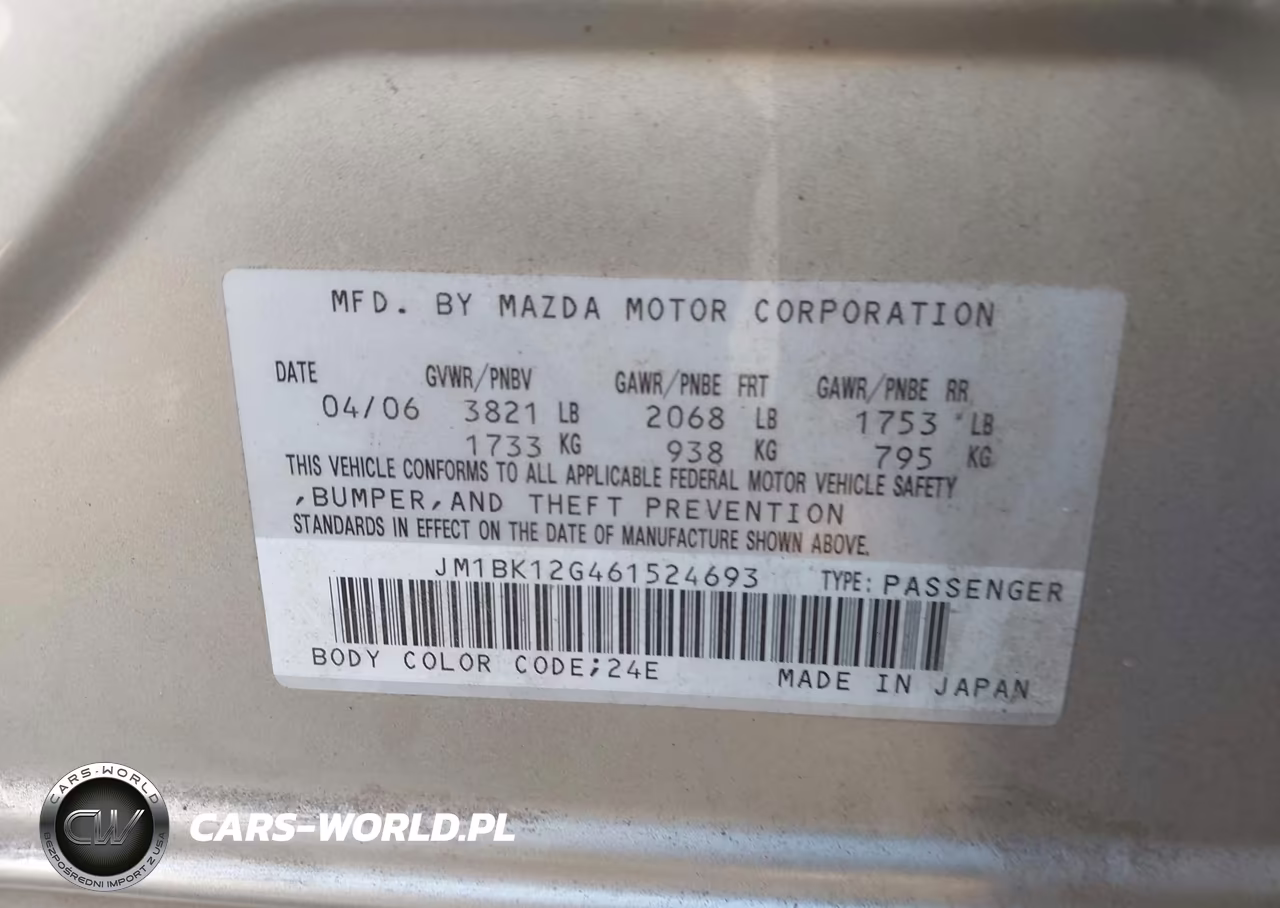 2006 Mazda Mazda3 I VIN:JM1BK12G461524693 - 9