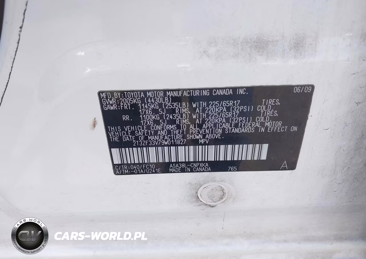 2009 Toyota Rav4 VIN:2T3ZF33V79W011827 - 9