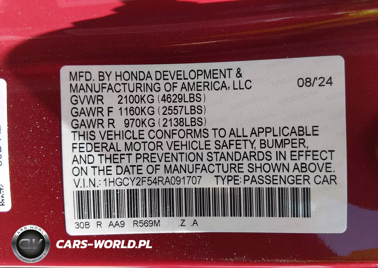 2024 Honda Accord Hybrid Sport VIN:1HGCY2F54RA091707 - 9