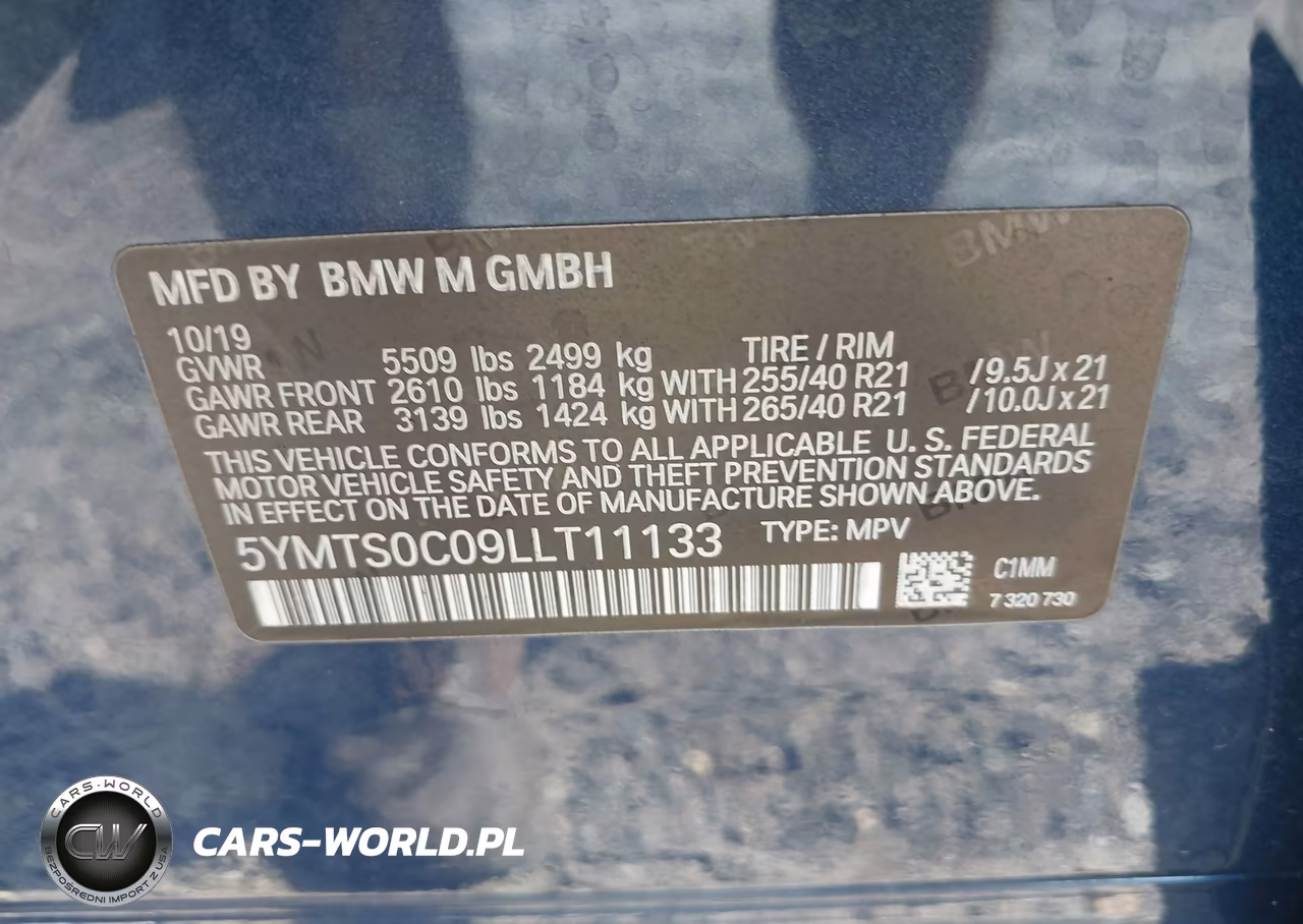 2020 BMW X3 M Competition VIN:5YMTS0C09LLT11133 - 9