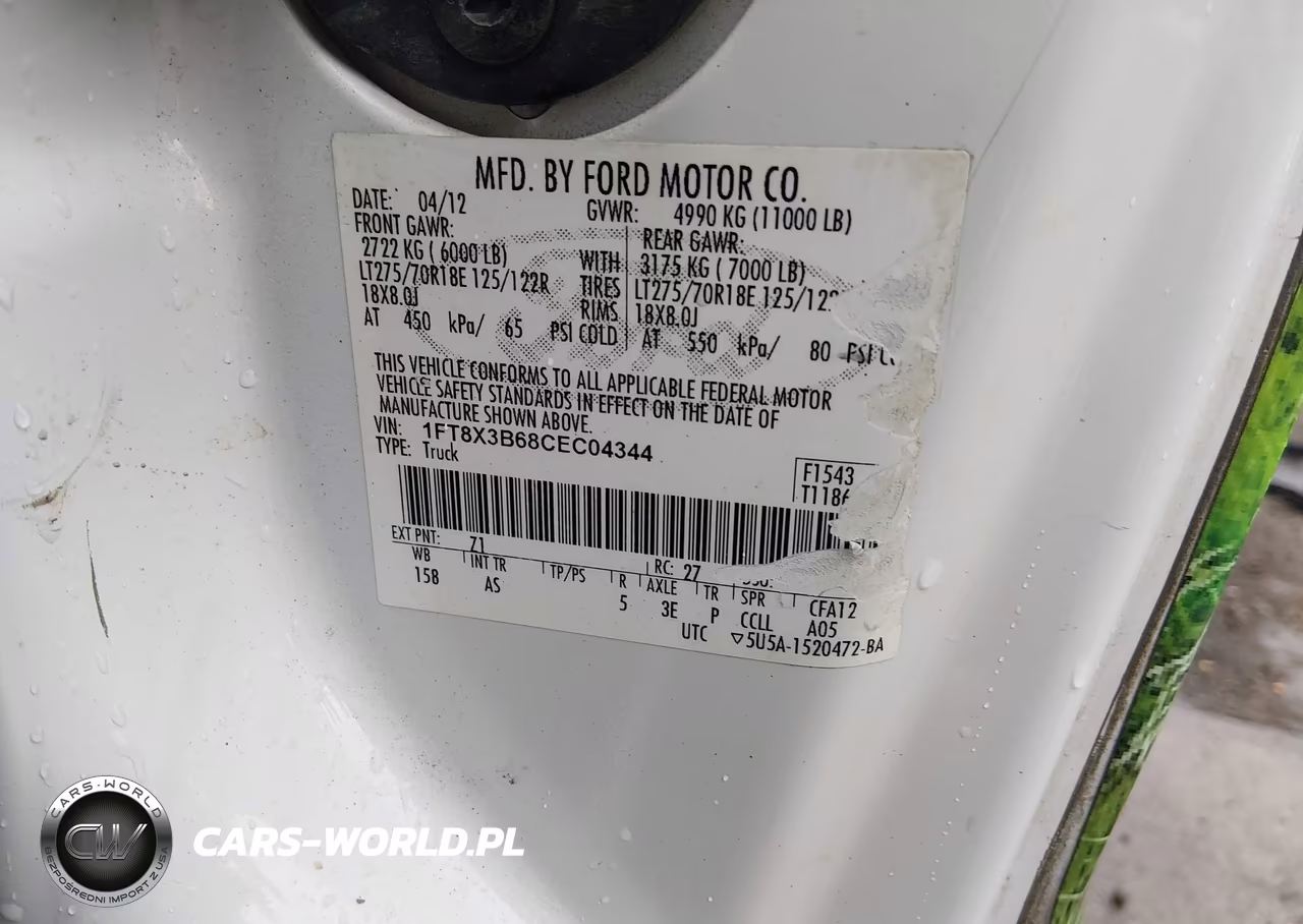 2012 Ford F-350 Xl VIN:1FT8X3B68CEC04344 - 8