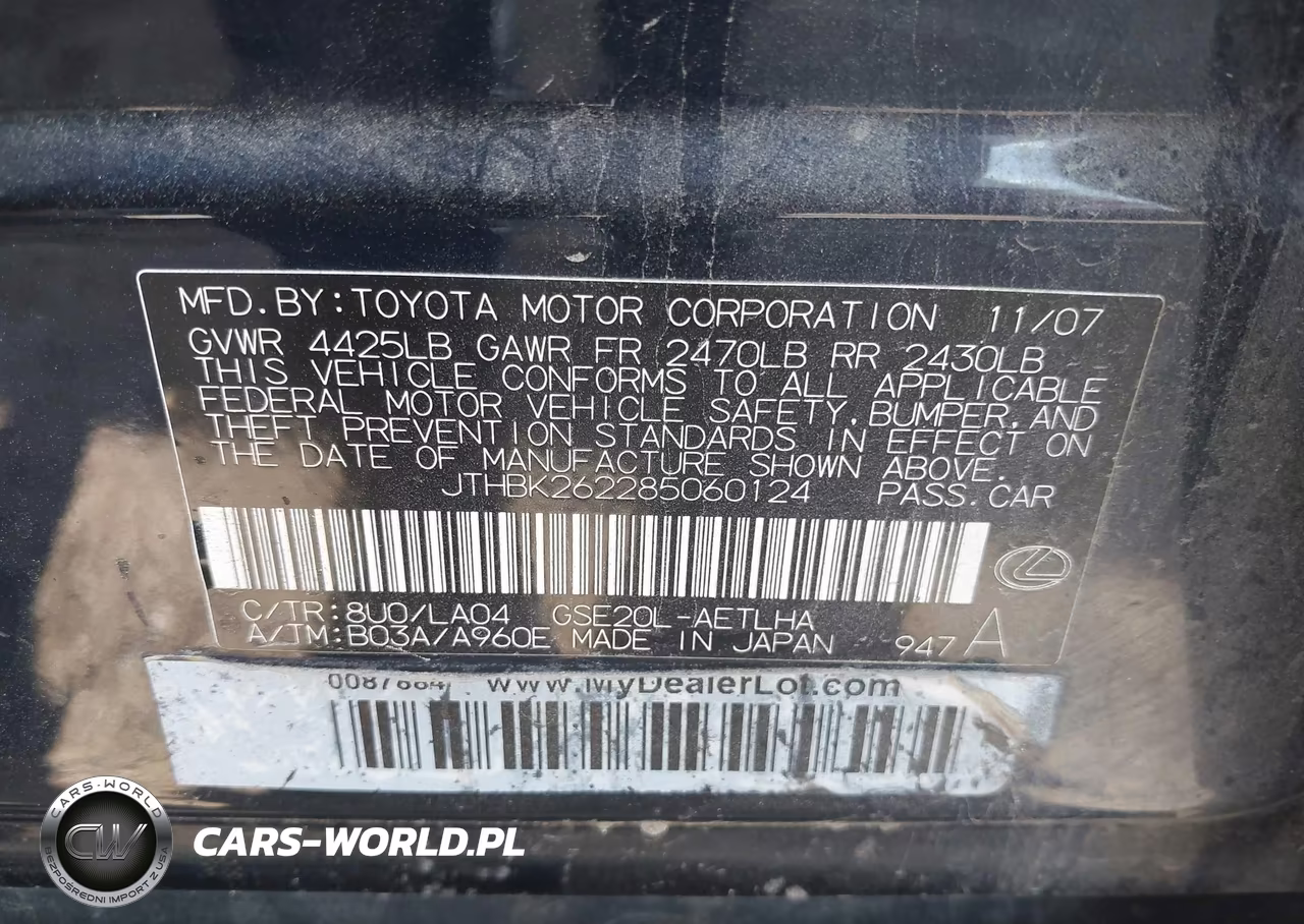 2008 Lexus Is 250 VIN:JTHBK262285060124 - 9