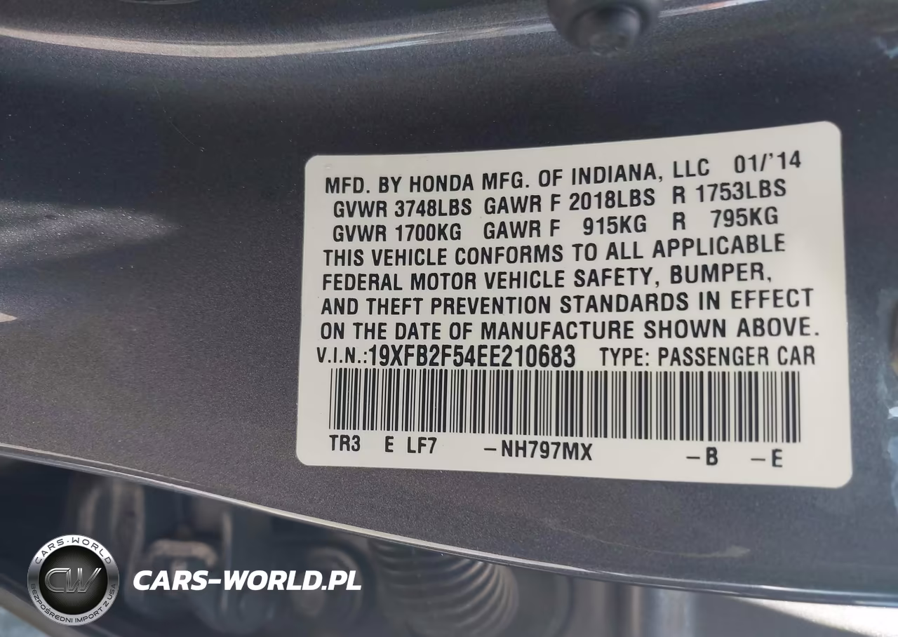 2014 Honda Civic Lx VIN:19XFB2F54EE210683 - 9
