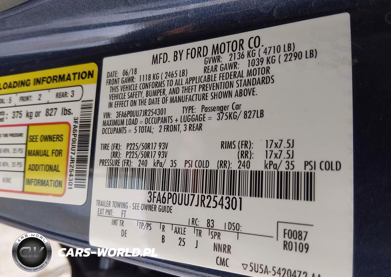 2018 Ford Fusion Hybrid S VIN:3FA6P0UU7JR254301 - 9