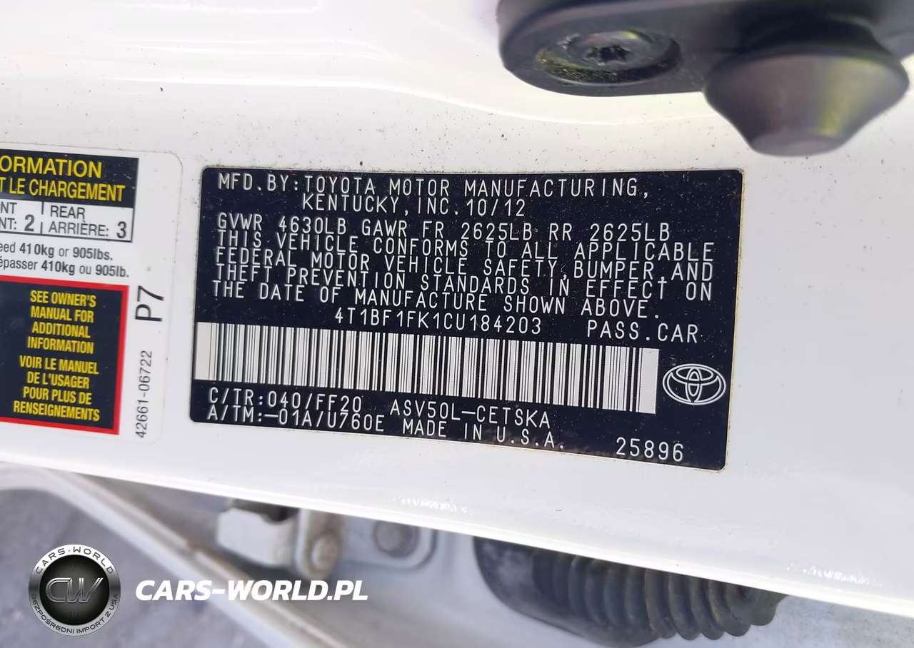 2012 Toyota Camry Se VIN:4T1BF1FK1CU184203 - 9