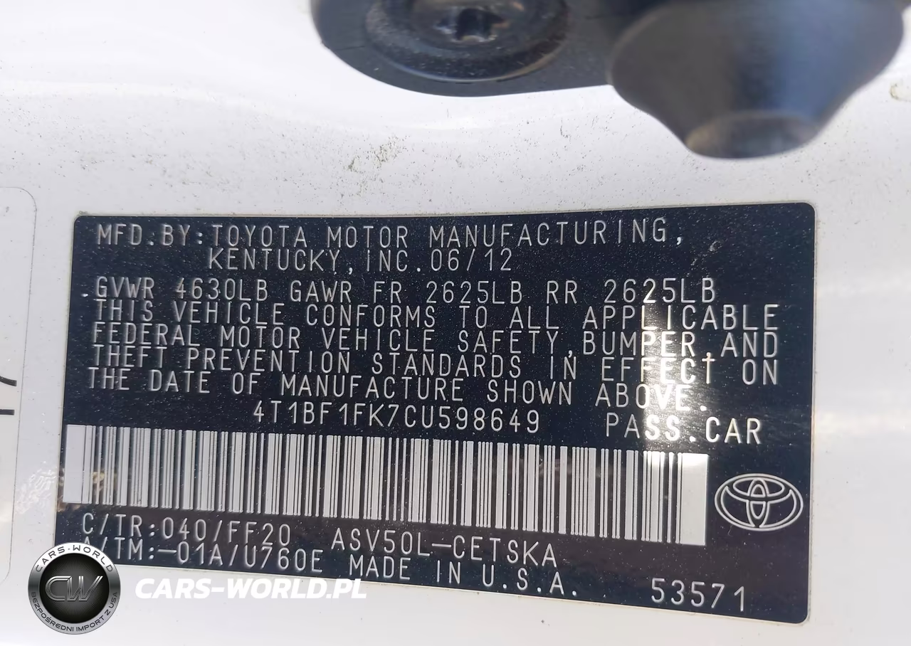 2012 Toyota Camry Se VIN:4T1BF1FK7CU598649 - 9