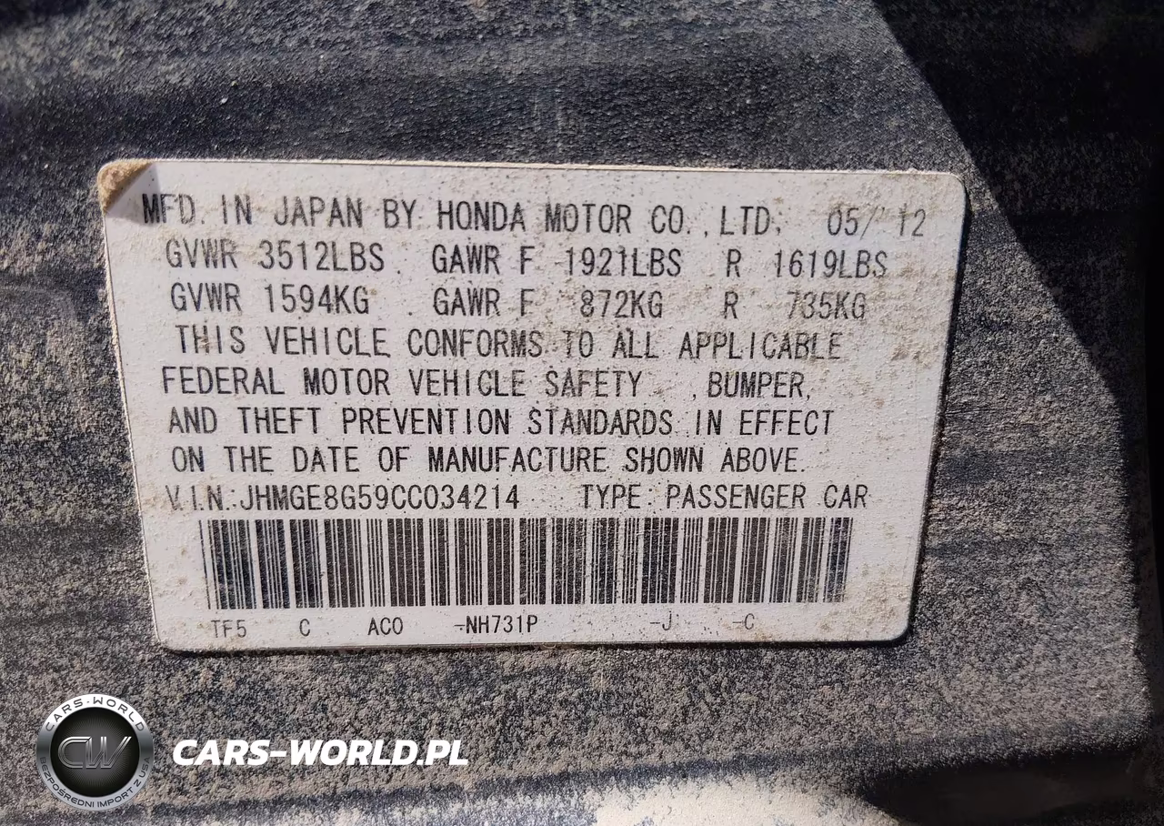 2012 Honda Fit Sport VIN:JHMGE8G59CC034214 - 9