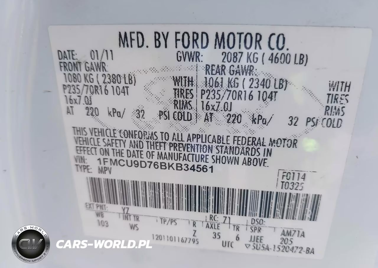 2011 Ford Escape Xlt VIN:1FMCU9D76BKB34561 - 9