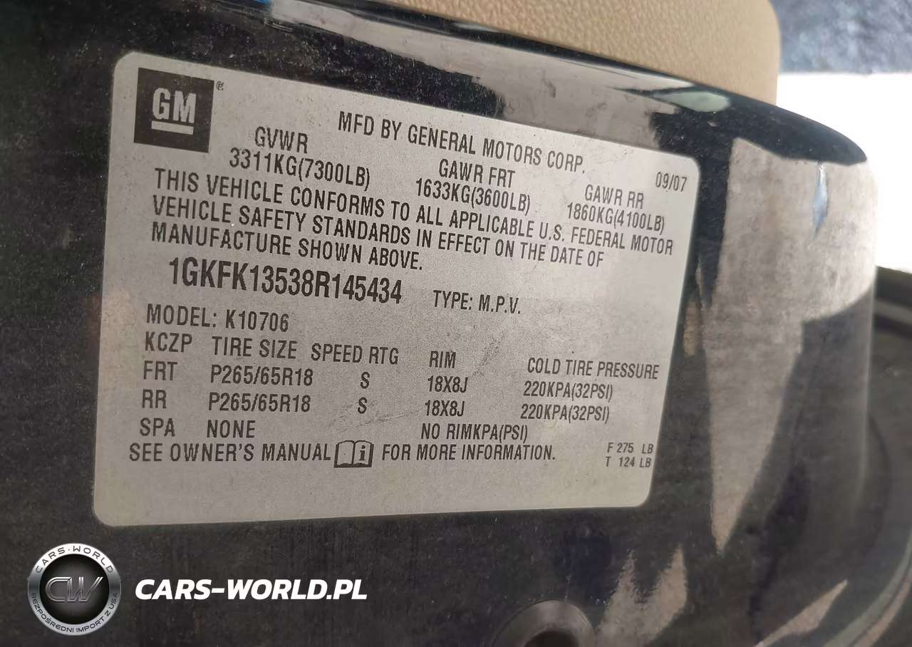 2008 GMC Yukon Hybrid VIN:1GKFK13538R145434 - 9