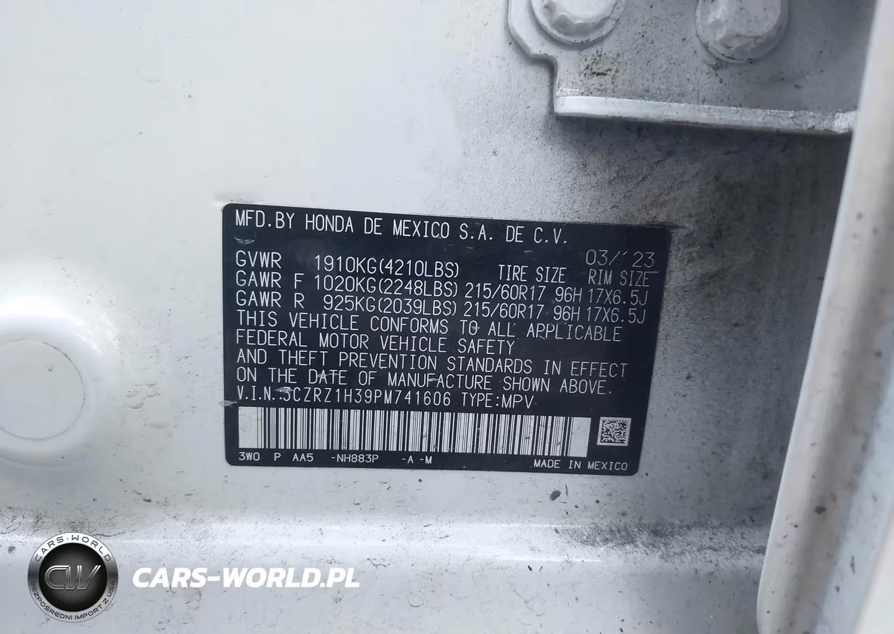 2023 Honda Hr-V 2Wd Lx VIN:3CZRZ1H39PM741606 - 9
