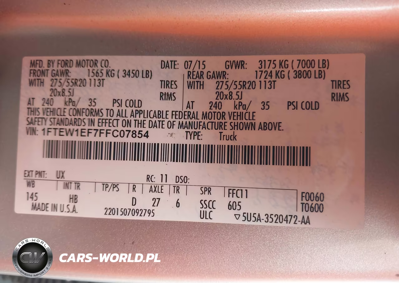 2015 Ford F-150 Lariat VIN:1FTEW1EF7FFC07854 - 9
