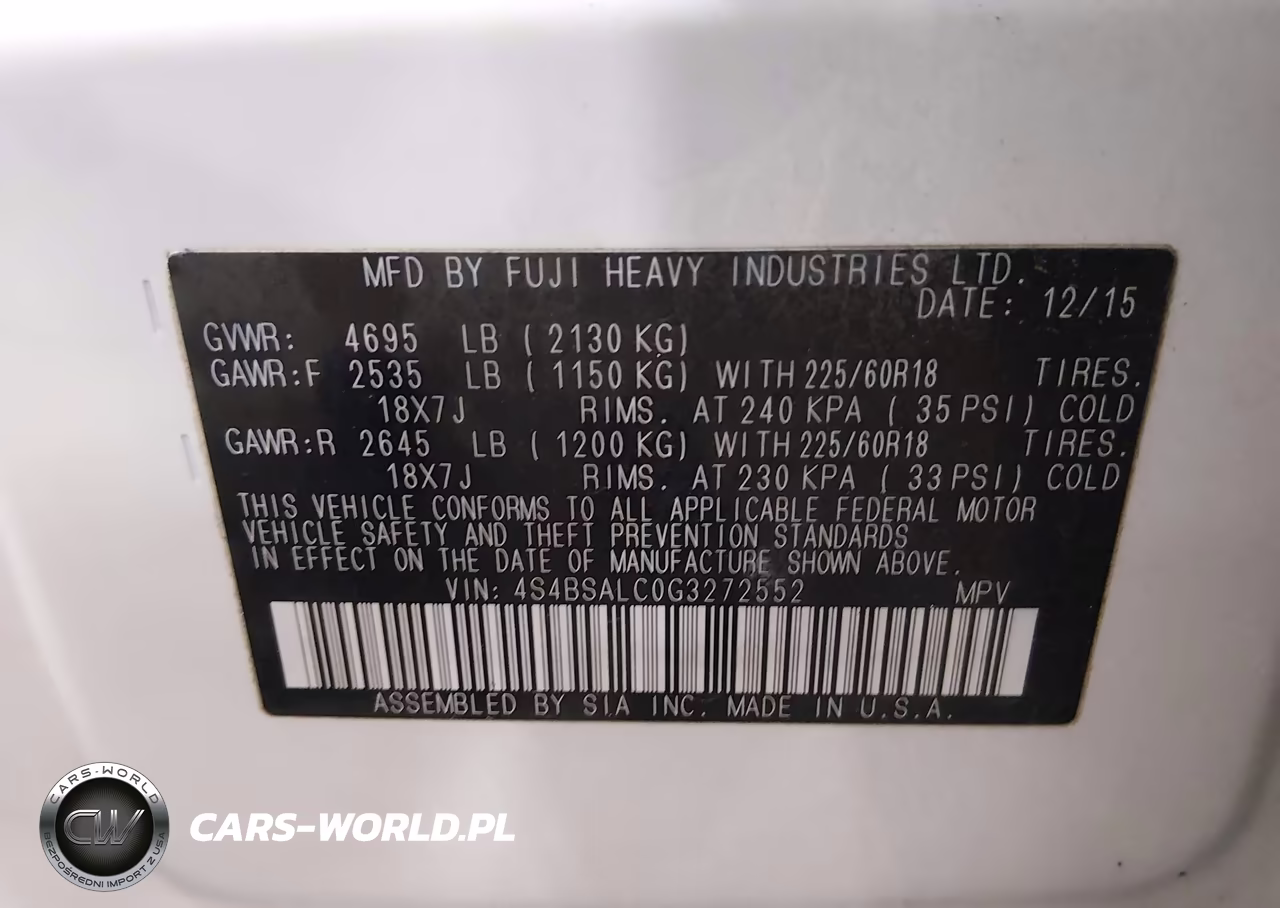 2016 Subaru Outback 2.5I Limited VIN:4S4BSALC0G3272552 - 9