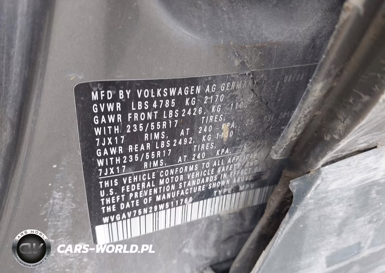 2009 Volkswagen Tiguan S-Se-Sel VIN:WVGAV75N29W511766 - 9