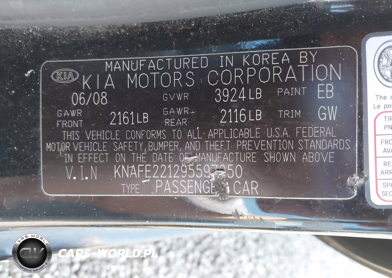 2009 Kia Spectra Ex VIN:KNAFE221295597050 - 9