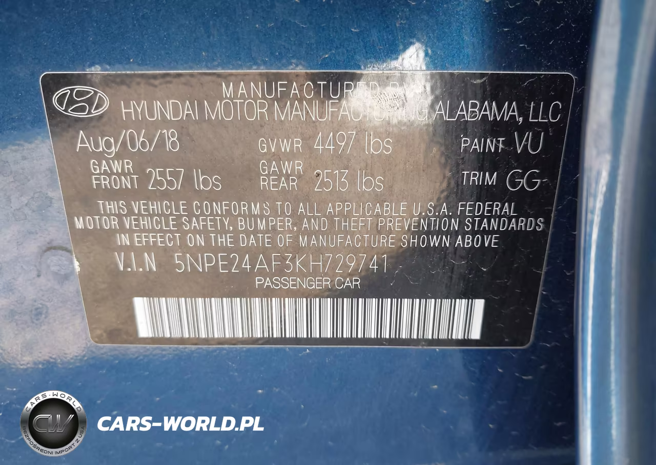 2019 Hyundai Sonata Se VIN:5NPE24AF3KH729741 - 9